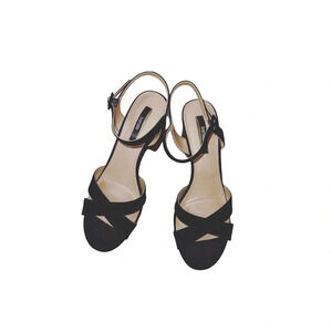 Kensie Exalia Black Suede Strappy Block Heels 8.5 Women’s